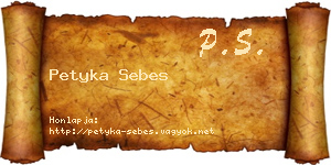 Petyka Sebes névjegykártya